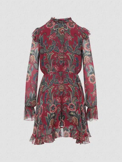 Etro Ruffled Hem Mini Dress In Multi