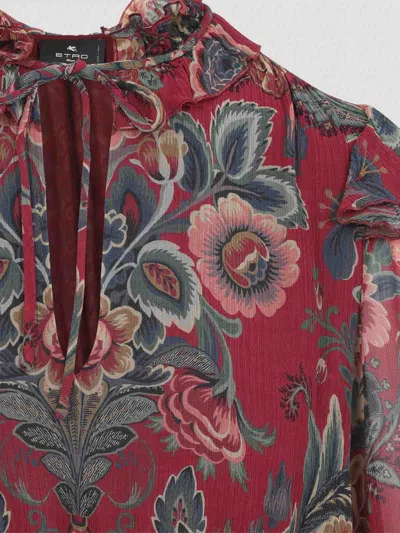 Etro Ruffled Hem Mini Dress In Multi