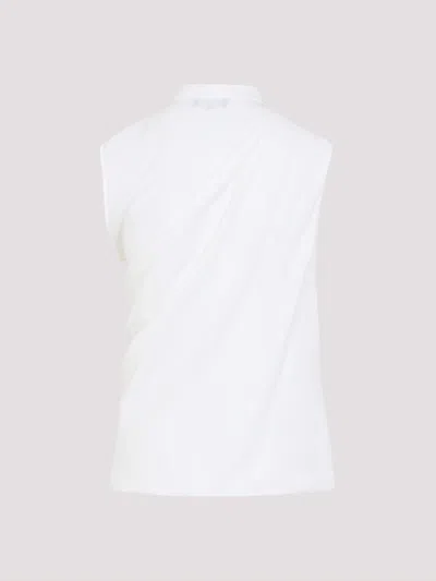 Giorgio Armani Draped Silk Shirt Korean Collar In White