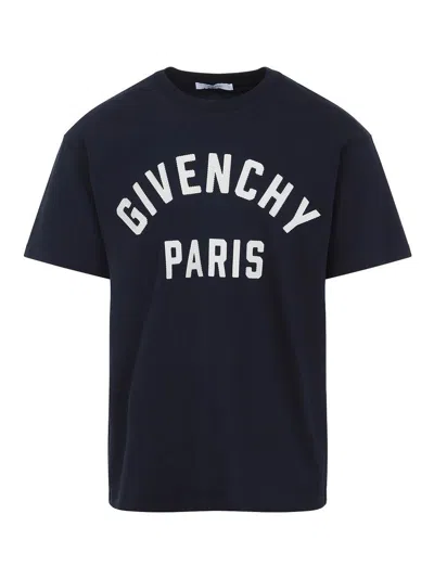 Givenchy Men Black Crewneck T-shirt With Maxi Logo Lettering On The Front In Cotton Man