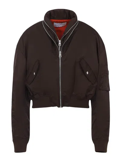 Givenchy Cropped Flap Pocket Jackets With High Collar In Brown