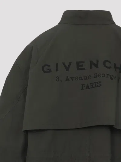 Givenchy Cotton Jacket With Back Slit And Drawstrings In Brown