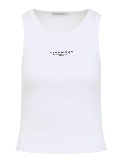Givenchy Women Slim Tank Top With Logo Print In White
