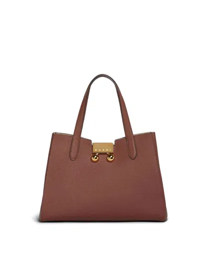 Marni Small Tote Bag Gold Hardware In Red