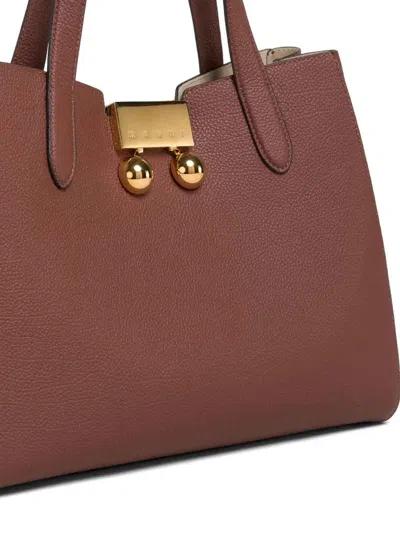 Marni Small Tote Bag Gold Hardware In Red