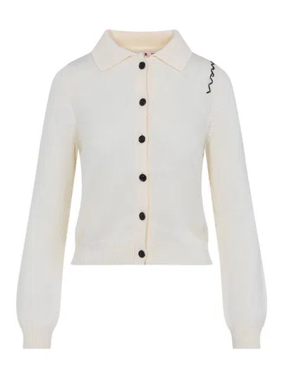 Marni Cardigan In Cotone Color Crema In White