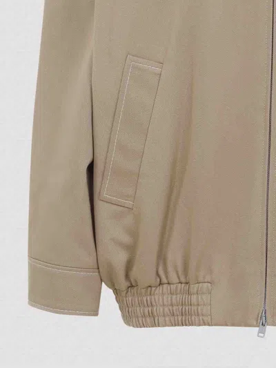 Marni Hooded Jacket With Embroidered Detail And Elasticated Hem In Brown