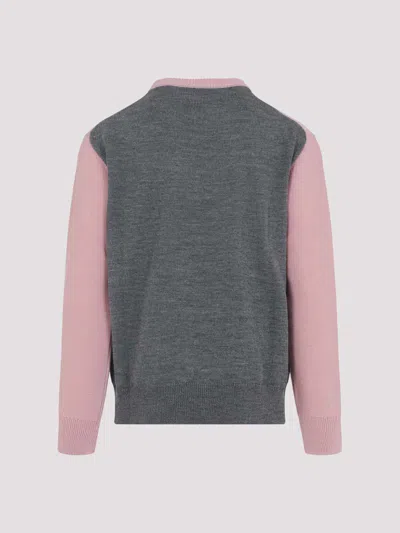 Jil Sander High Neck Color-blocked Sweater With Chevron Design In Pink