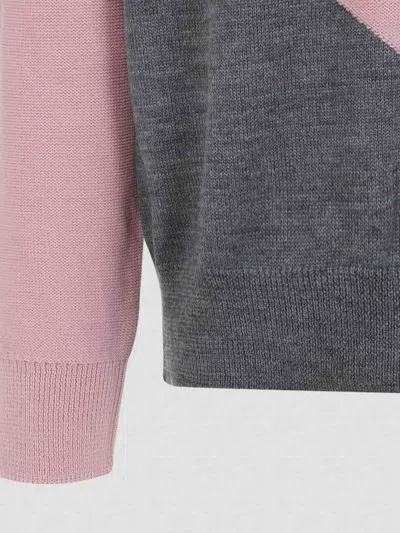 Jil Sander High Neck Color-blocked Sweater With Chevron Design In Pink
