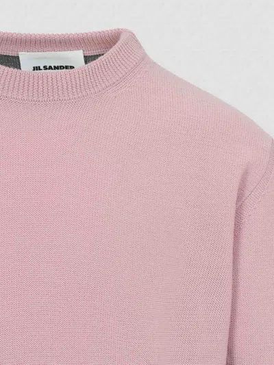 Jil Sander High Neck Color-blocked Sweater With Chevron Design In Pink