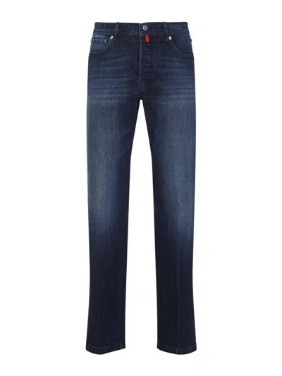Kiton Tailored Blue Trousers In Cotton Blend