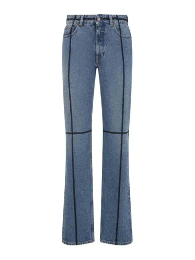 Mm6 Maison Margiela Mm6 By Maison Margiela Flared Blue Jeans With Contrasting Stitching In Blue