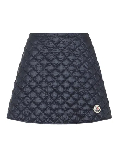 Moncler Minigonna In Nylon Blu Notte Donna In Blue