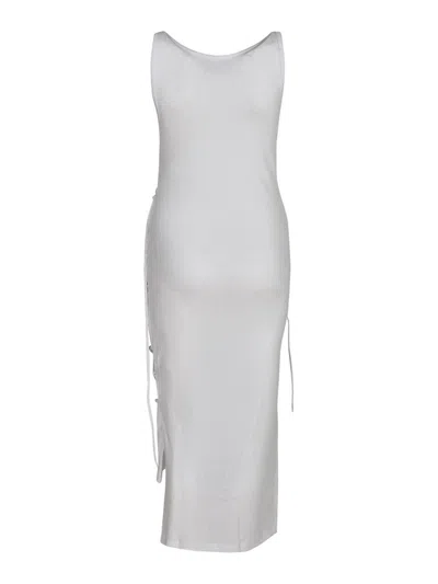 Moschino Open Back Midi Dress With Layered Ribbed Texture In White
