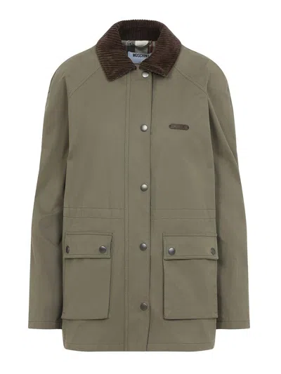Moschino Cotton Jacket Hidden Drawstring In Green
