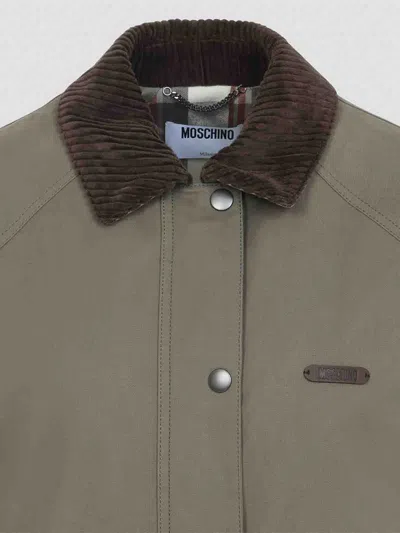 Moschino Cotton Jacket Hidden Drawstring In Green