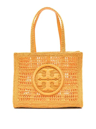 Tory Burch Small Rafia Tote Crochet Design In Orange