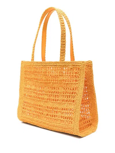 Tory Burch Small Rafia Tote Crochet Design In Orange