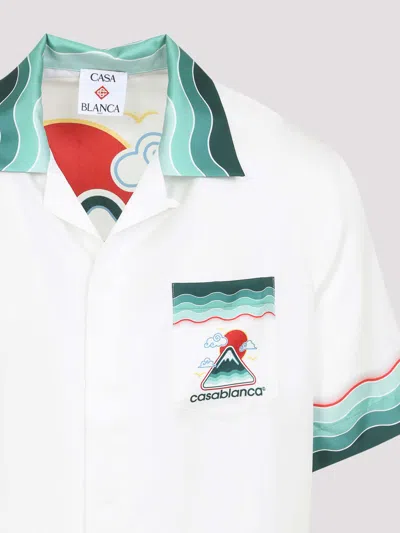 Casablanca Silk Short-sleeved Shirt With Wave In Multi