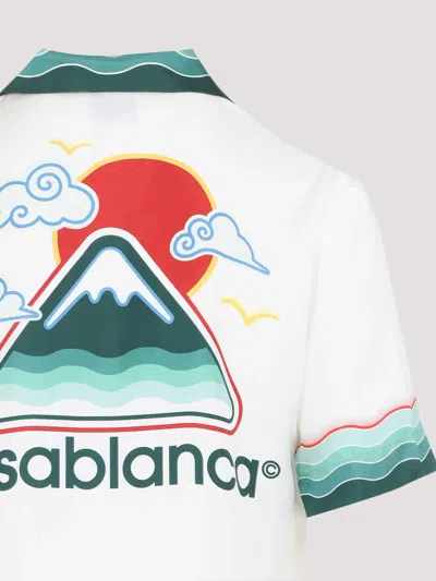 Casablanca Silk Short-sleeved Shirt With Wave In Multi