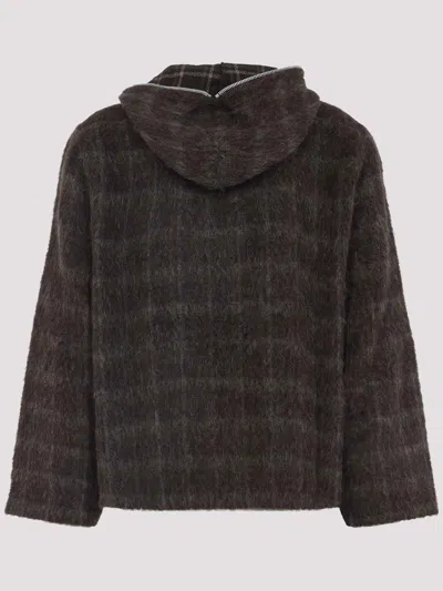 Our Legacy Textured Full Zip Hood Sweatshirt With Cozy Hood In Multi