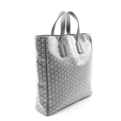 Pre-owned Goyard Gray White Coated Canvas Leather Tote Bag ()
