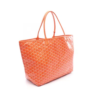 Pre-owned Goyard Saint Louis Ivory Multi-color Orange Coated Canvas Leather Tote Bag ()