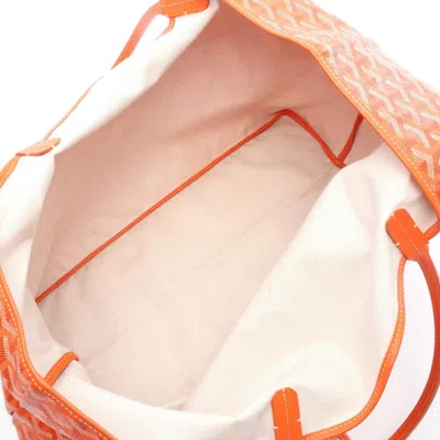 Pre-owned Goyard Saint Louis Ivory Multi-color Orange Coated Canvas Leather Tote Bag ()