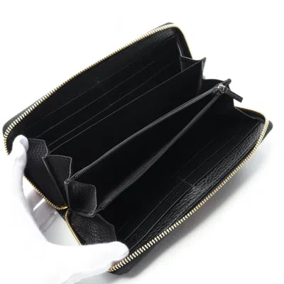 Pre-owned Gucci Beige Black Coated Canvas Leather Long Wallet (bi-fold) () In Multi