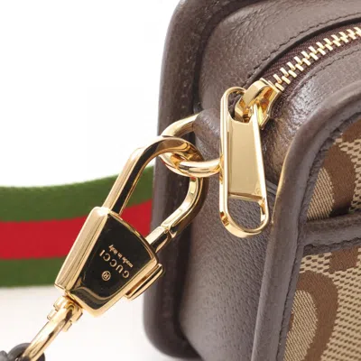 Pre-owned Gucci Beige Brown Canvas Leather Shoulder Bag ()