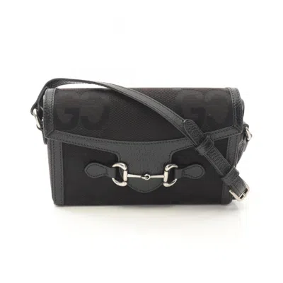 Pre-owned Gucci Black Canvas Leather Shoulder Bag ()