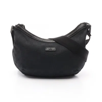 Pre-owned Gucci Black Canvas Leather Shoulder Bag ()