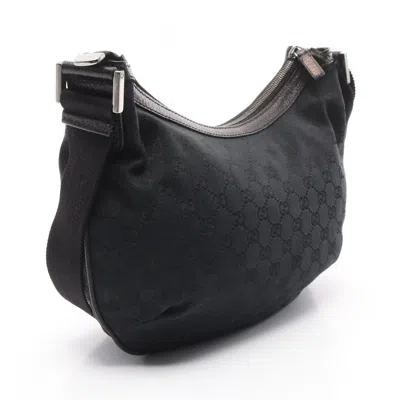 Pre-owned Gucci Black Canvas Leather Shoulder Bag ()