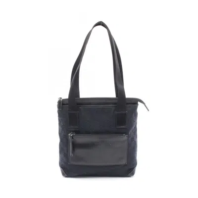 Pre-owned Gucci Black Canvas Leather Tote Bag ()