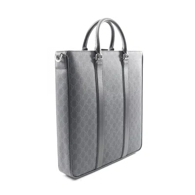 Gucci Black Coated Canvas Leather Tote Bag