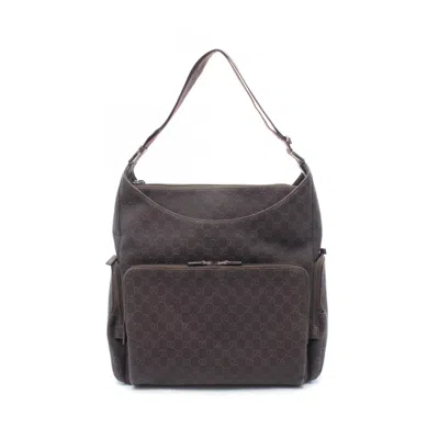 Pre-owned Gucci Brown Canvas Leather Shoulder Bag ()