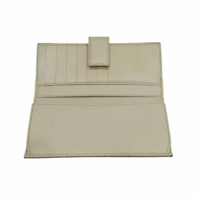 Pre-owned Gucci Ivory Light Brown Canvas Leather Long Wallet (bi-fold) ()