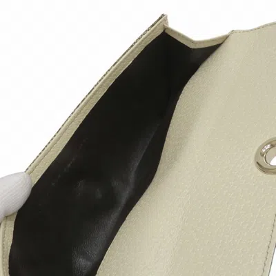 Pre-owned Gucci Ivory Light Brown Canvas Leather Long Wallet (bi-fold) ()