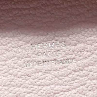 Pre-owned Hermes Bastia Green Pink Chevre Leather Coin Purse/coin Case ()