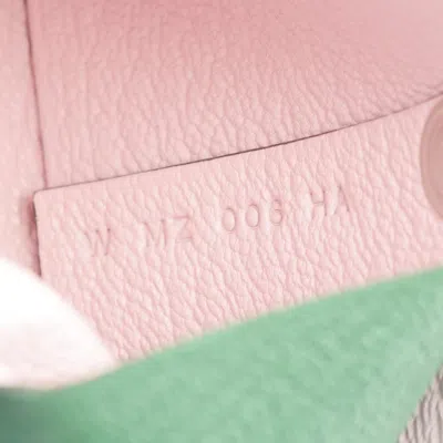 Pre-owned Hermes Bastia Green Pink Chevre Leather Coin Purse/coin Case ()