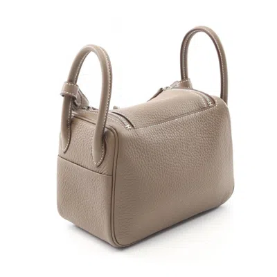 Pre-owned Hermes Brown Etoupe Gray Taurillon Clemence Leather Shoulder Bag ()
