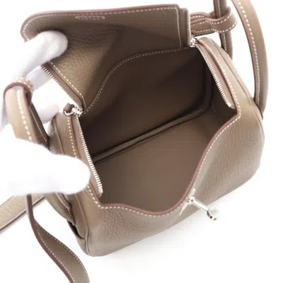 Pre-owned Hermes Brown Etoupe Gray Taurillon Clemence Leather Shoulder Bag ()