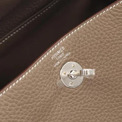 Pre-owned Hermes Brown Etoupe Gray Taurillon Clemence Leather Shoulder Bag ()