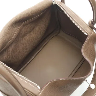 Pre-owned Hermes Brown Etoupe Gray Taurillon Clemence Leather Shoulder Bag ()