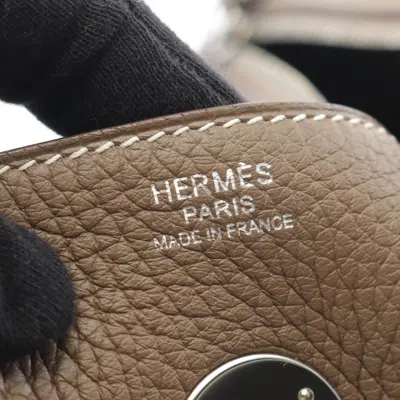 Pre-owned Hermes Brown Etoupe Gray Taurillon Clemence Leather Shoulder Bag ()