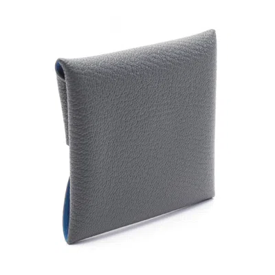 Pre-owned Hermes Gray Chevre Leather Leather Coin Purse/coin Case ()