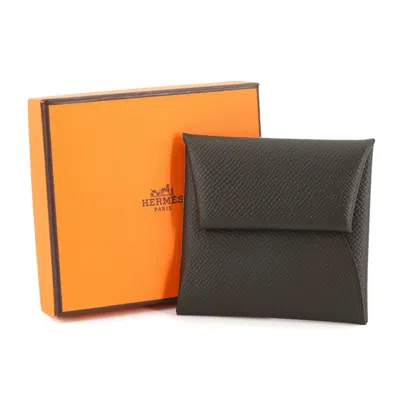 Pre-owned Hermes Khaki Epsom Leather Coin Purse/coin Case () In Brown