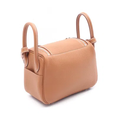 Pre-owned Hermes Lindy Brown Gold Taurillon Clemence Leather Shoulder Bag ()