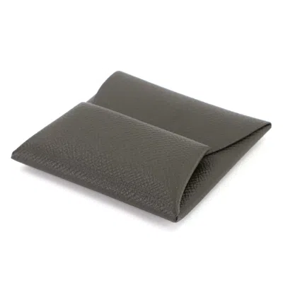 Pre-owned Hermes Khaki Epsom Leather Coin Purse/coin Case () In Brown