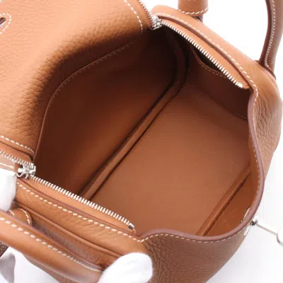 Pre-owned Hermes Lindy Brown Gold Taurillon Clemence Leather Shoulder Bag ()